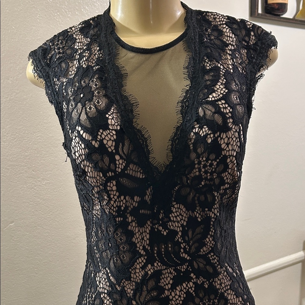 Betsy & Adam Black Lace Maxi Dress